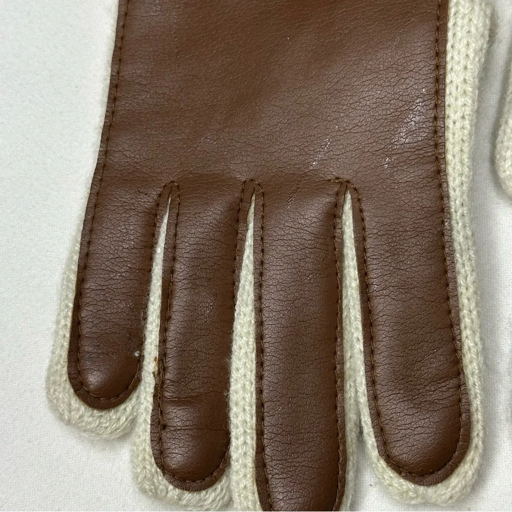 Vintage Knit & Faux Leather Driving Gloves